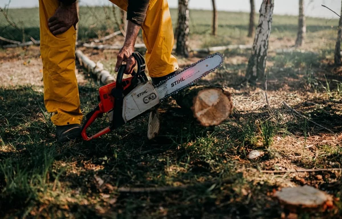 Obsluha motorovej píly pri inej činnosti